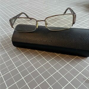 Prada Copper Rectangular Eyeglasses with Black Case